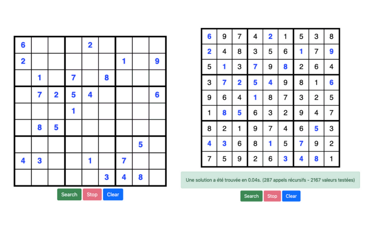 Exemple de résolution d'un Sudoku